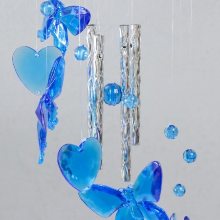 Wind music plastic "Butterflies and heart-mirror" 4 tubes 11 elements 75 cm-2