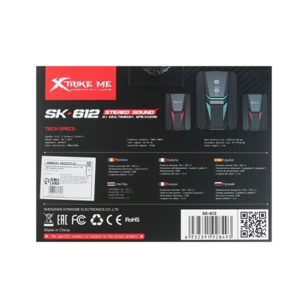 Computer speakers Xtrike Me SK-612, 2x3 W + 5 W, USB, backlight, black-7