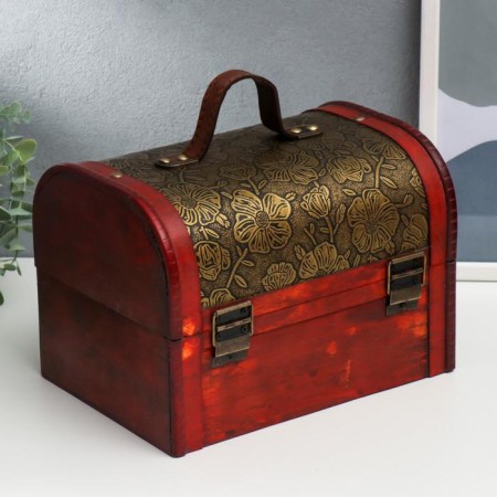 Casket Wood Equrated "Golden Flowers on the Black" chest 23x30x24 cm-4