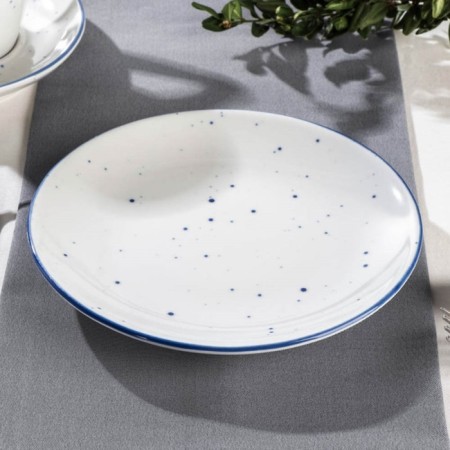 Porcelain plate flat dots nube, d = 16.5 cm, white color-1