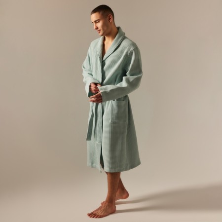 Wafel dressing gown male SL Home: Basic "Azzura", size L, 100% cotton, 300 g/m2-6