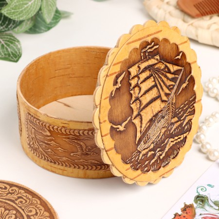 Sailor box, large, 100 x 40 mm, birch bark-1
