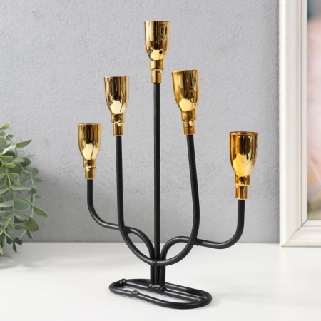 Summary Metal for 5 candles "Neptune" black with gold 20.6x5.7x25.8 cm-3