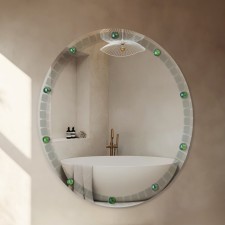 Dandelion mirror, with sandblasting graphics and fusing, wall, d = 50 cm mix