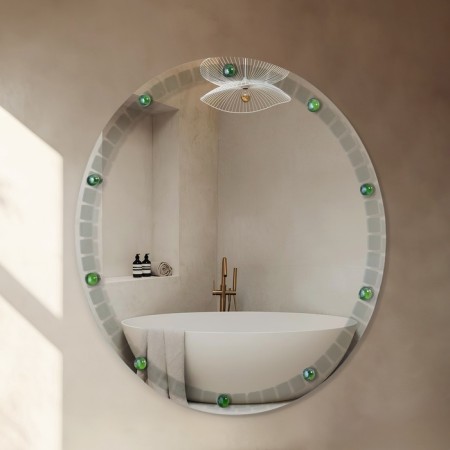 Dandelion mirror, with sandblasting graphics and fusing, wall, d = 50 cm mix