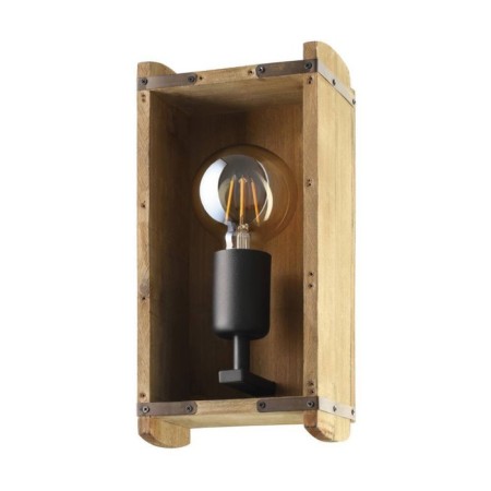 Bra Wootton, 1x40W, E27, Steel, Wood, Black, Brown