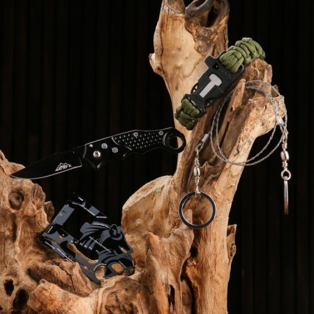 Gift set 4V1 (knife, survival card, bracelet, saw-string) 100% man