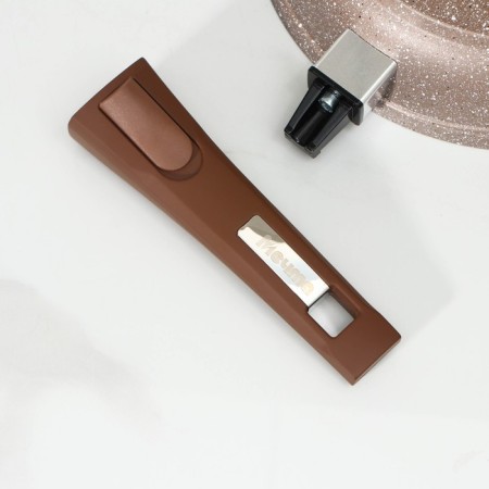 Granite pan, d = 22 cm, removable handle, glass cover, anti -stick coating, brown color-6