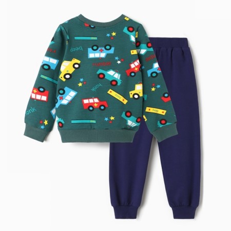 Set for a boy (sweatshirt, trousers), emerald color, height 104 cm-3