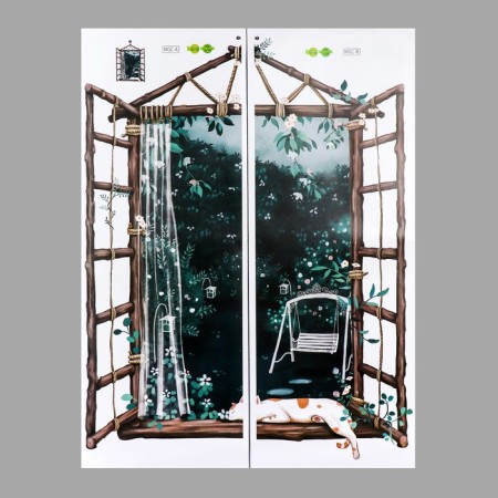 Stick plastic interior color "window in the garden" 30x80 cm set 2 sheets-1