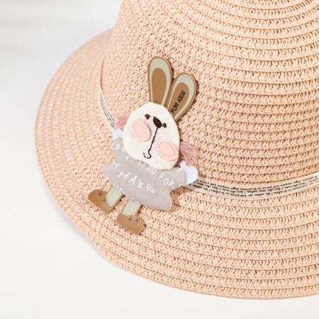 Hat for the girl Minaku "Bunny", pink color, rn 52-1