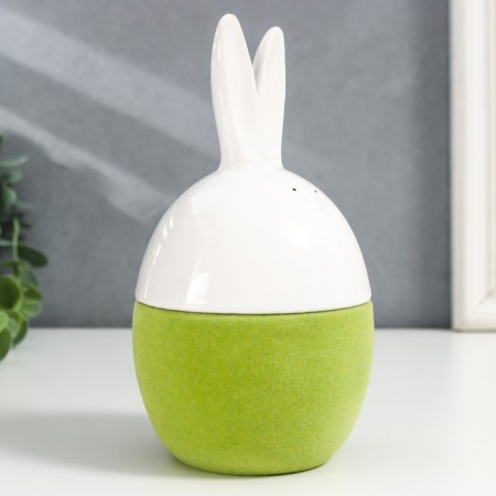 Souvenir Ceramics "Rabbit-Yaiko" Green Flock 15.8x8.5x8.5 cm-2