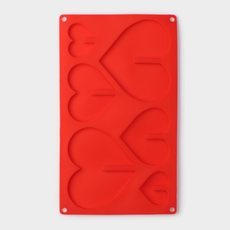 Form for 3D jewelry "Heart", silicone, 17 × 29 cm, 6 cells (8.5 × 6.2 cm), Mix color-1