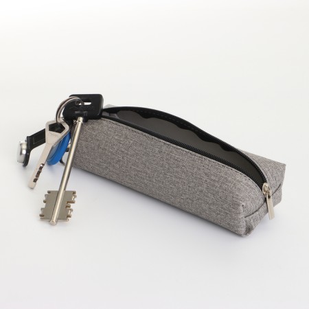 Key of zipper, length 16 cm, ring, carbine, gray color-3