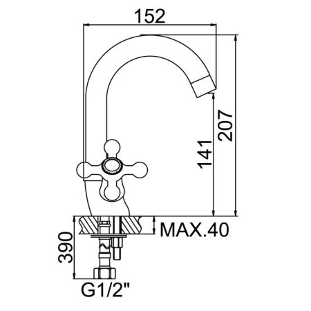 Comer for the Accoona A9471 sink, two -wound, brass, chrome-4
