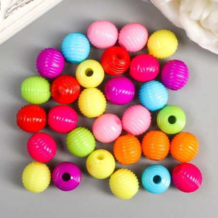 Beads for creativity plastic "Ribbed" set of 30 pcs 1.2x1.2 cm-2