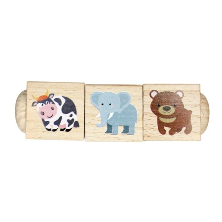 Wooden cubes "Living nature", on the axis, 3 cubes-1