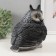 Piggy bank "owl with ears gray" height 18 cm, width 15 cm, length 16 cm