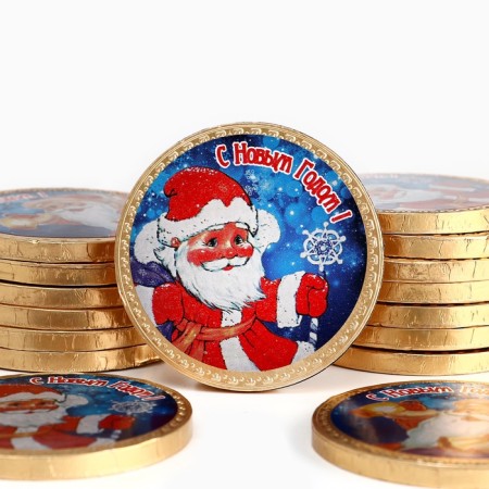 Chocolate medal "Santa Claus and Snow Maiden". 25 g 1004275