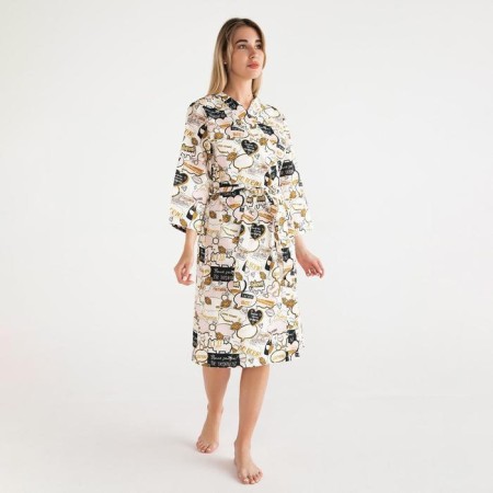 Women's bathrobe Ethel "Gchatik" sleeve 3/4, size 42-44, waffle 200g/m2, 100% cotton