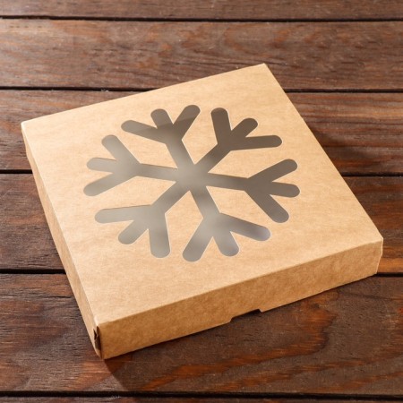 Folding box "Snowflake", craft, 20 x 20 x 4 cm-1