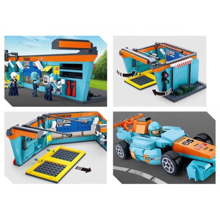 Constructor Racing machine "Service Boxing" Sluban Autogan, 555 parts, 6+-3