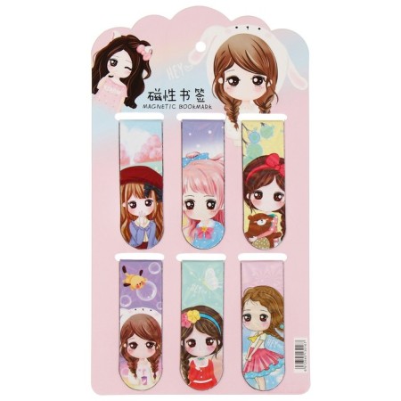 A set of magnetic bookmark for books Calligrata 6 pieces, "anime", mix-3