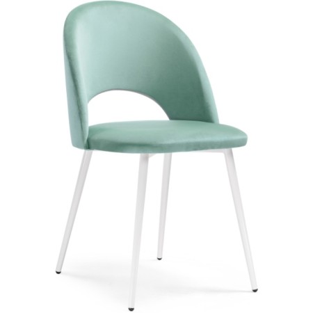 Chair on the metal frame Irre Metal/velor, white/green 50x55x82 cm