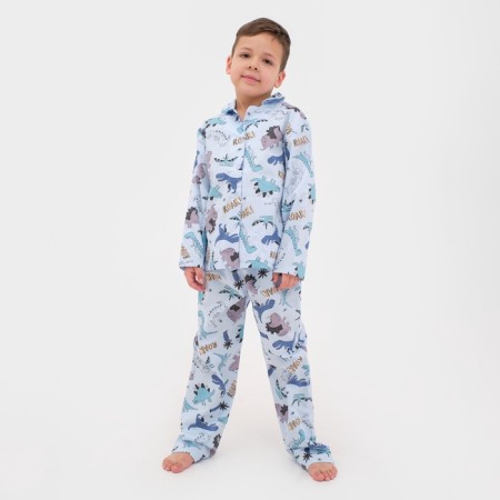 Pajama nursery from a flannel (shirt, trousers) KAFTAN "Dino", size 98-104, blue-2