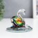 Suvenir glass "Swans with diamond" Green holography 6.5x5x5 cm