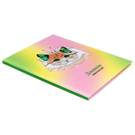 Diary solid cover 1-11 grade 48 sheets, "cat-butterfly2", cardboard cover 7BC, glossy lamination, cheat sheet-1