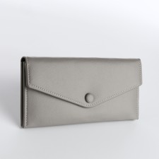 Women's wallet on the button, gray color