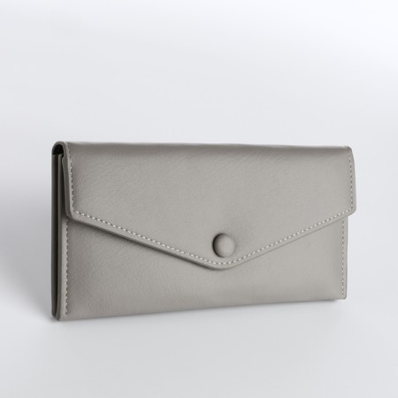 Women's wallet on the button, gray color