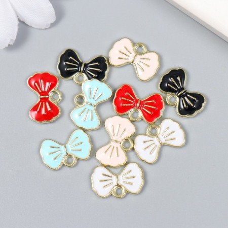 Decor for creativity metal, enamel "Bow" mix 1x1.5 cm