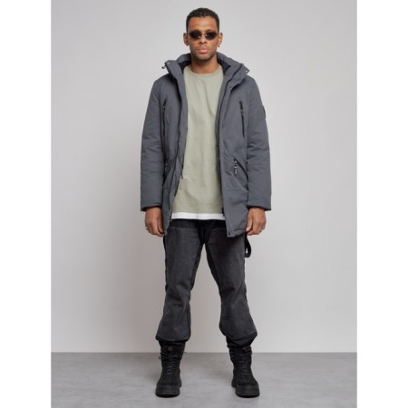 Lenced male winter park, size 58, dark gray color