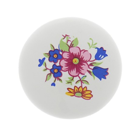 Ручка кнопка FLOWER Ceramics 017, d=32, керамическая, белая-1