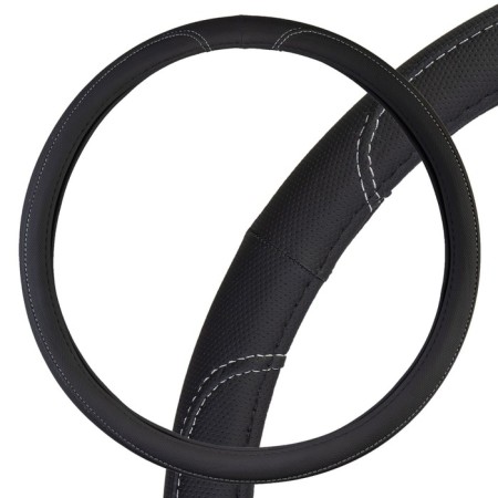 SkyWay Large-2 braid braid, eco-leather size, black with gray stitching