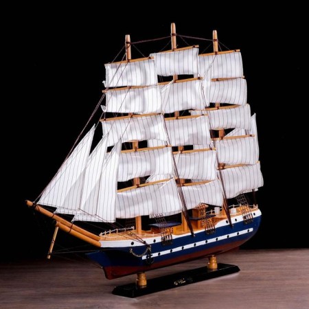 The souvenir ship is large "Gedan", the sides are blue, the sails are white, 82 × 13 × 62 cm-6