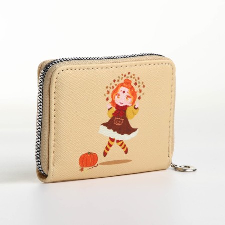 Lightning wallet, card for cards, for coins, beige color-2