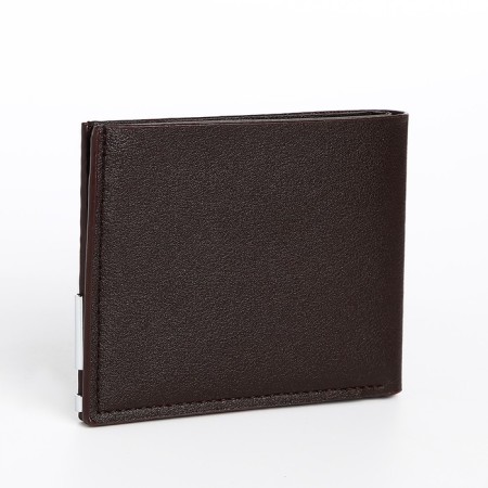 Male purse without fastening, department for maps, for bills, brown color-1