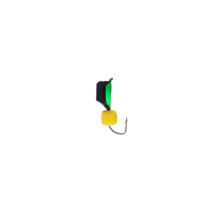 Mormyshka column black, green abdomen + cube granny cheese, weight 1.4 g-1