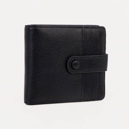 Women's wallet on the button, black color