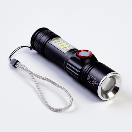 Manual battery flashlight, 10 watts, 2200 mAh, P60, IPX45, ZOOM, 5 modes, charge indicator-2