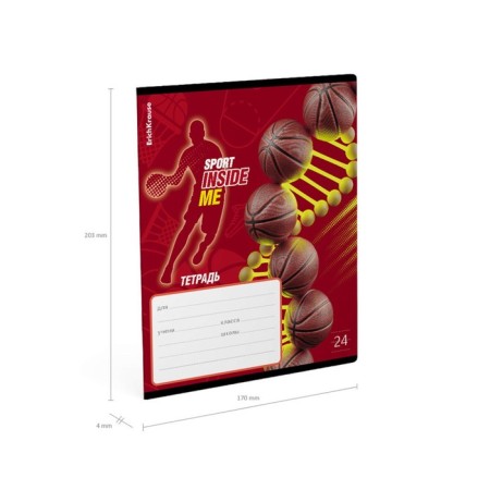 Notebook 24 sheets in the Erichkrause "Sport DNA" line, UV-LK, cover coated cardboard, offset block, mix-7
