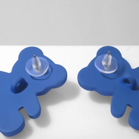 Earrings plastic "bears" with emoticons, blue color-2