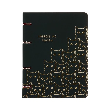 Notebook on A5 rings, 100 sheets in the Meshu Amazing Cats cage, cover coated cardboard, matte lamination, selective UV-clock