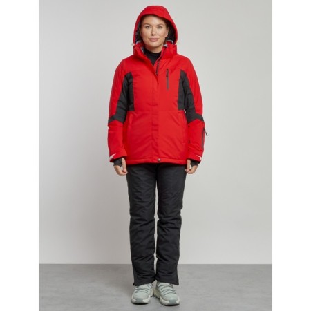 Ski costume female winter, size 50, red color-4