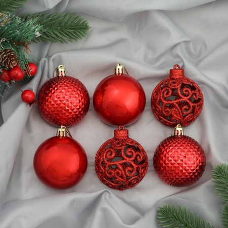 Set of balls plastic D-6 cm, 10 pcs "Prostens" red