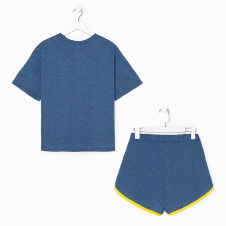 Home set (T -shirt/shorts) female, blue color, size 52-6