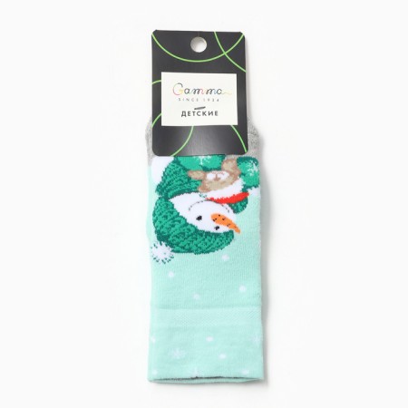Noski children's terry, mint color/light gray melange, size 16-18-6